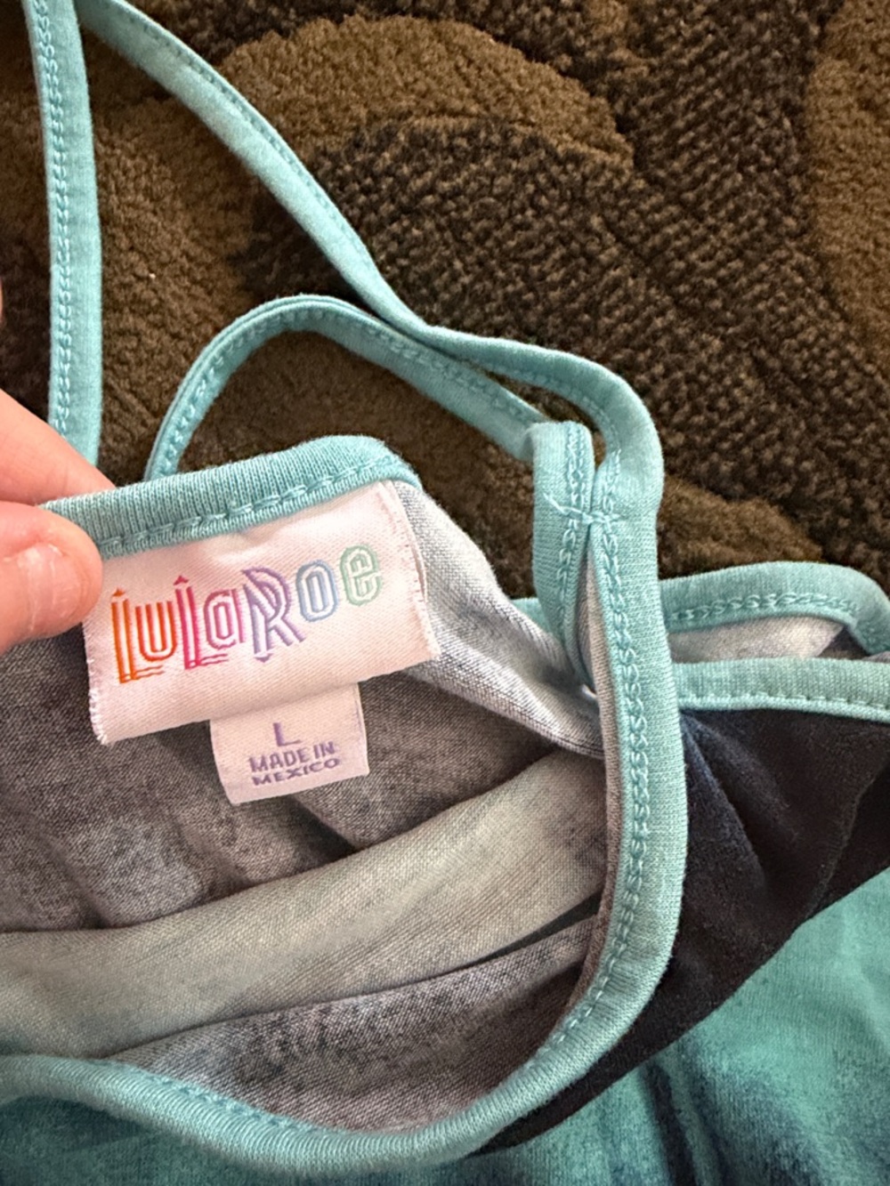LuLaRoe Blue and Navy Tie-Dye Strappy Tank - Picture 2 of 2